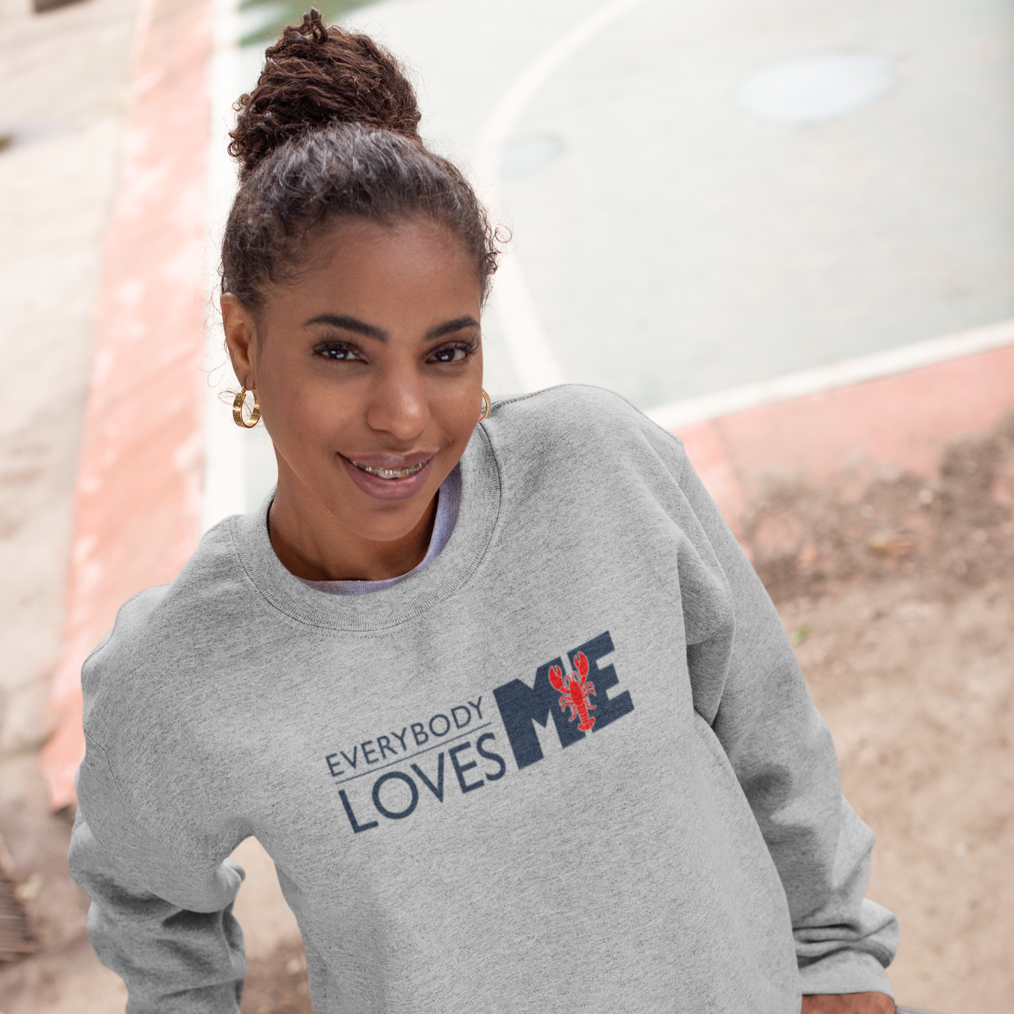 Everybody Loves ME (Maine) crewneck sweatshirt - Heather Gray