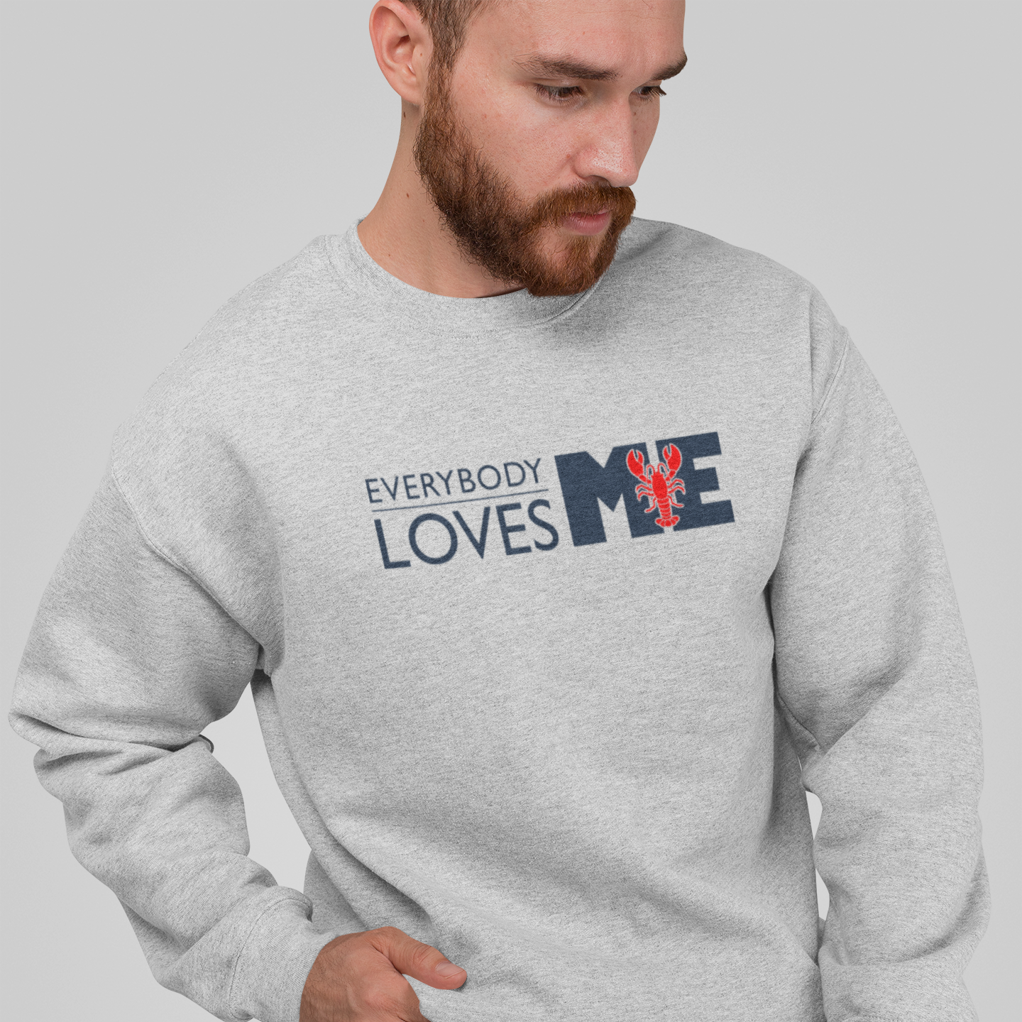 Everybody Loves ME (Maine) crewneck sweatshirt - Heather Gray