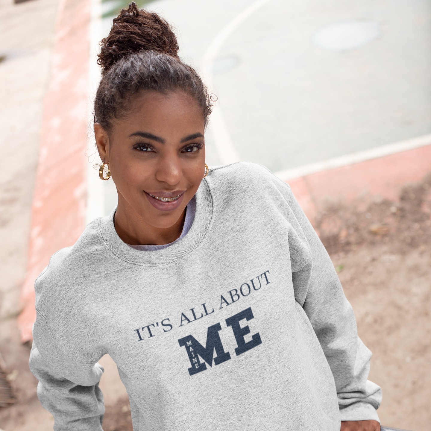It's All About ME (Maine) crewneck sweatshirt - Heather Gray