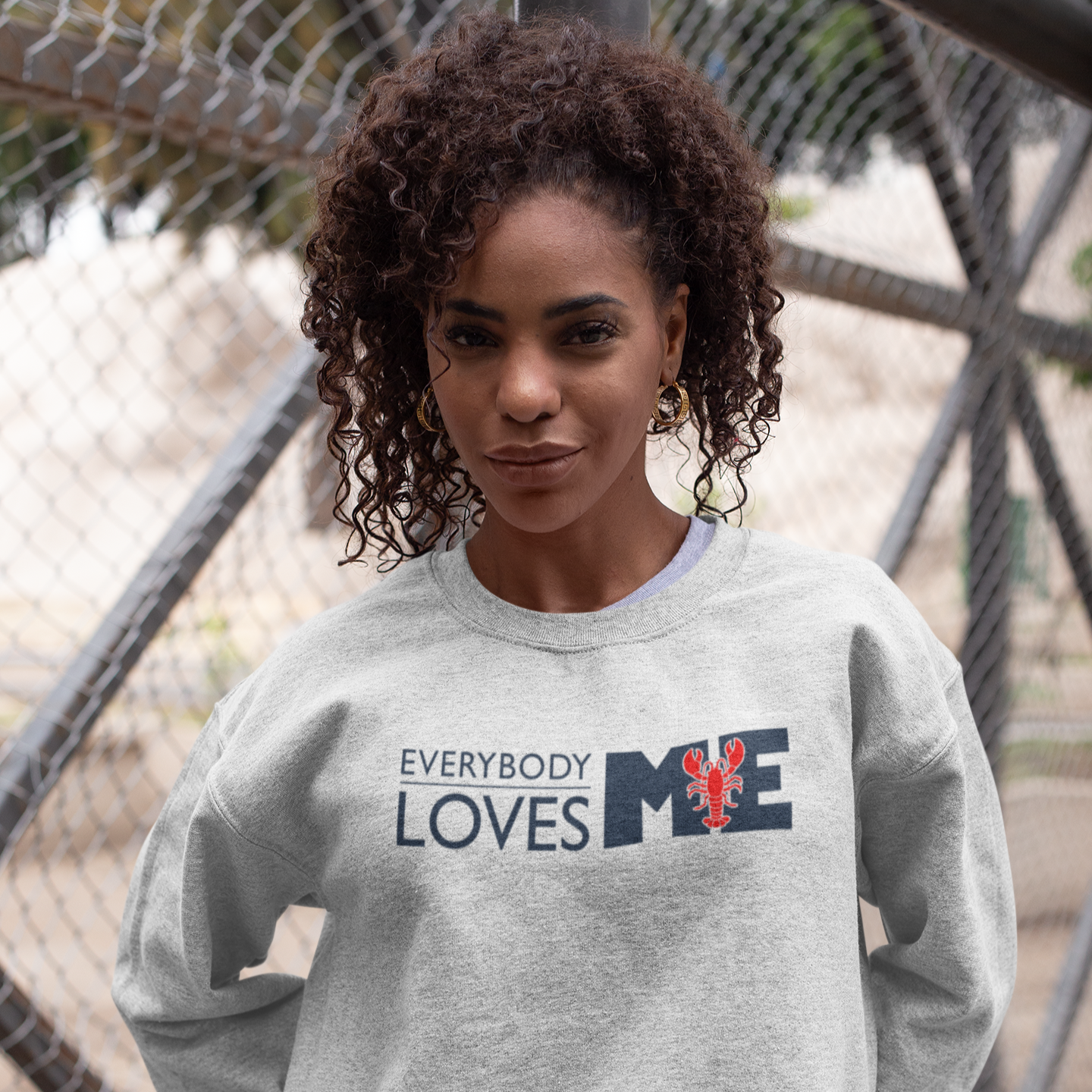 Everybody Loves ME (Maine) crewneck sweatshirt - Heather Gray