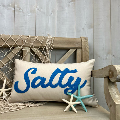 Salty Pillow - Beach Pillow   felt-applique lumbar pillow