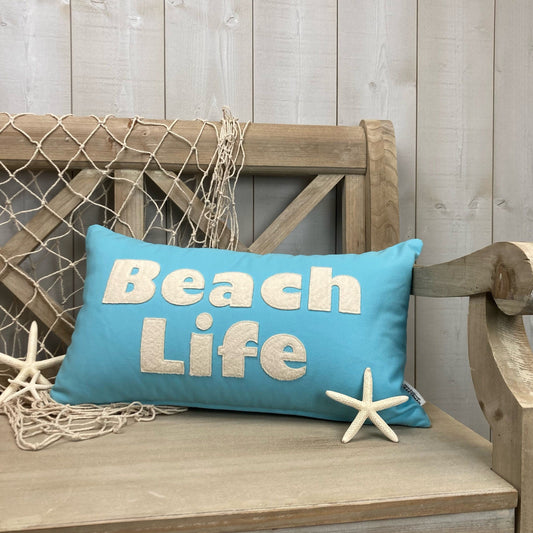 Beach Life Pillow  - Nautical  felt-applique lumbar pillow