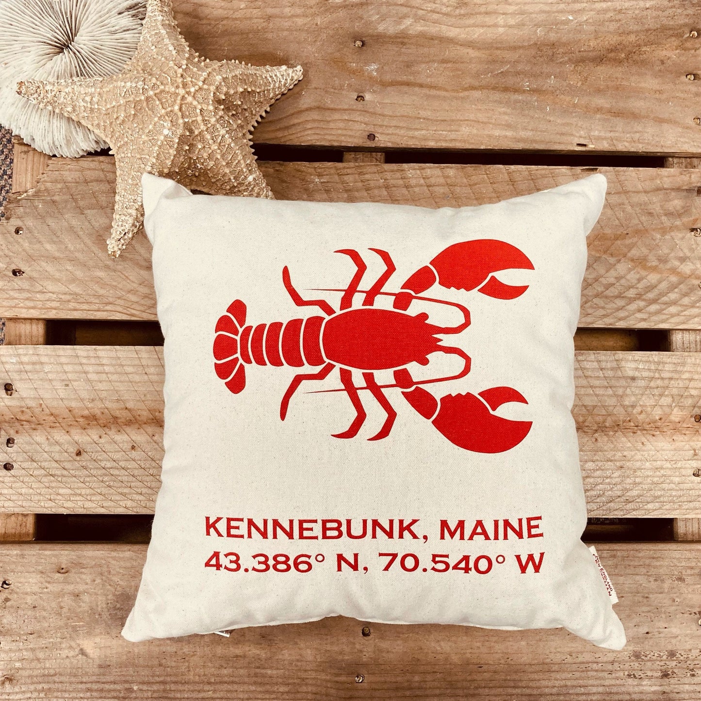 Kennebunk, Maine Lobster & GPS Coordinates Pillow