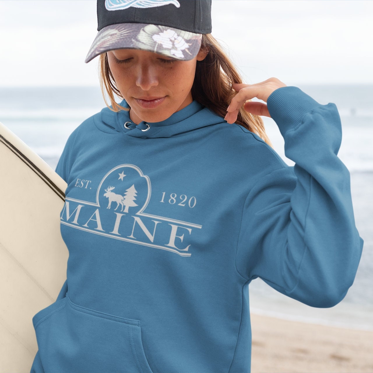 Old Maine Hooded Sweatshirt - Indigo Blue