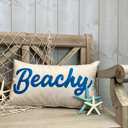 Beachy Pillow  felt-applique lumbar pillow