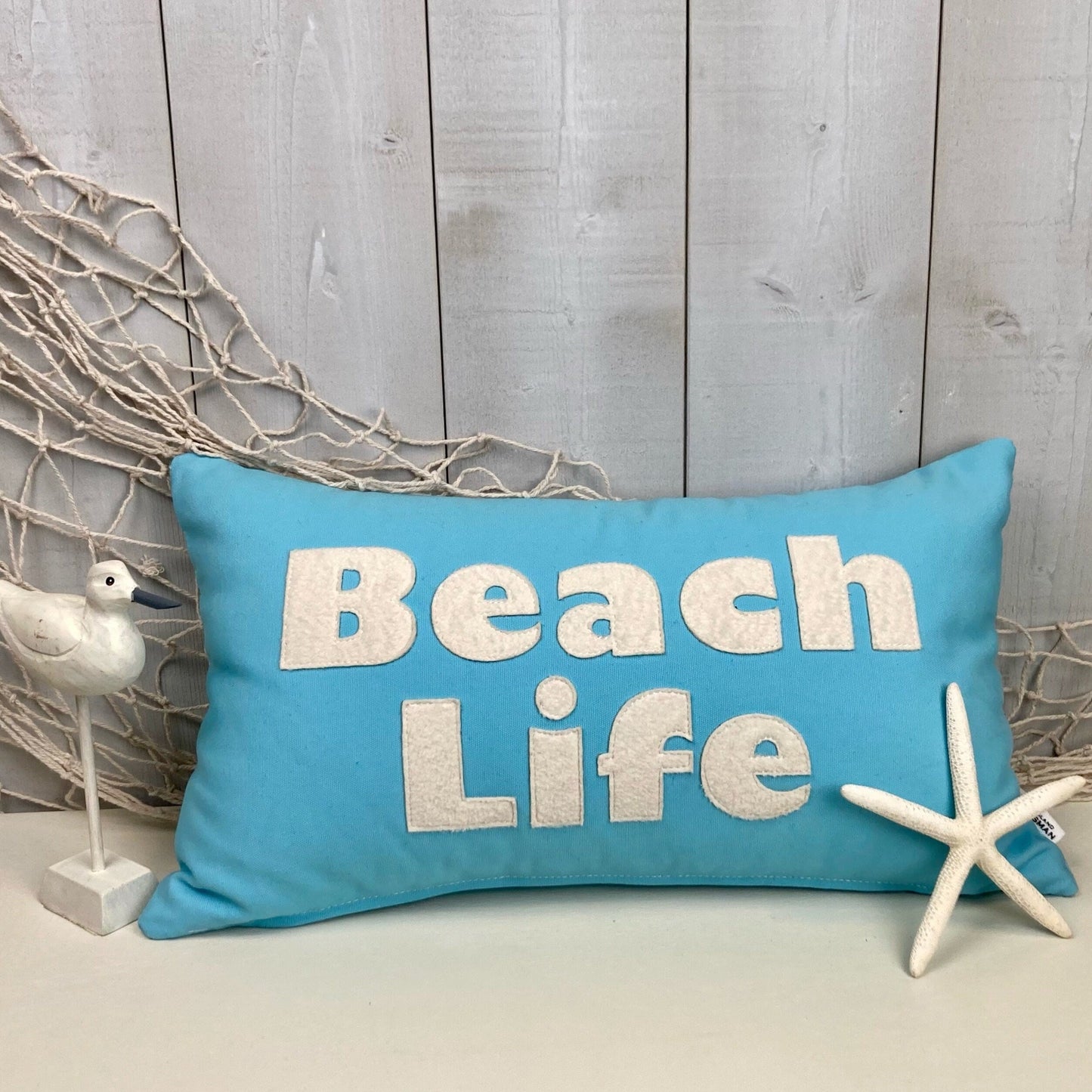 Beach Life Pillow  - Nautical  felt-applique lumbar pillow