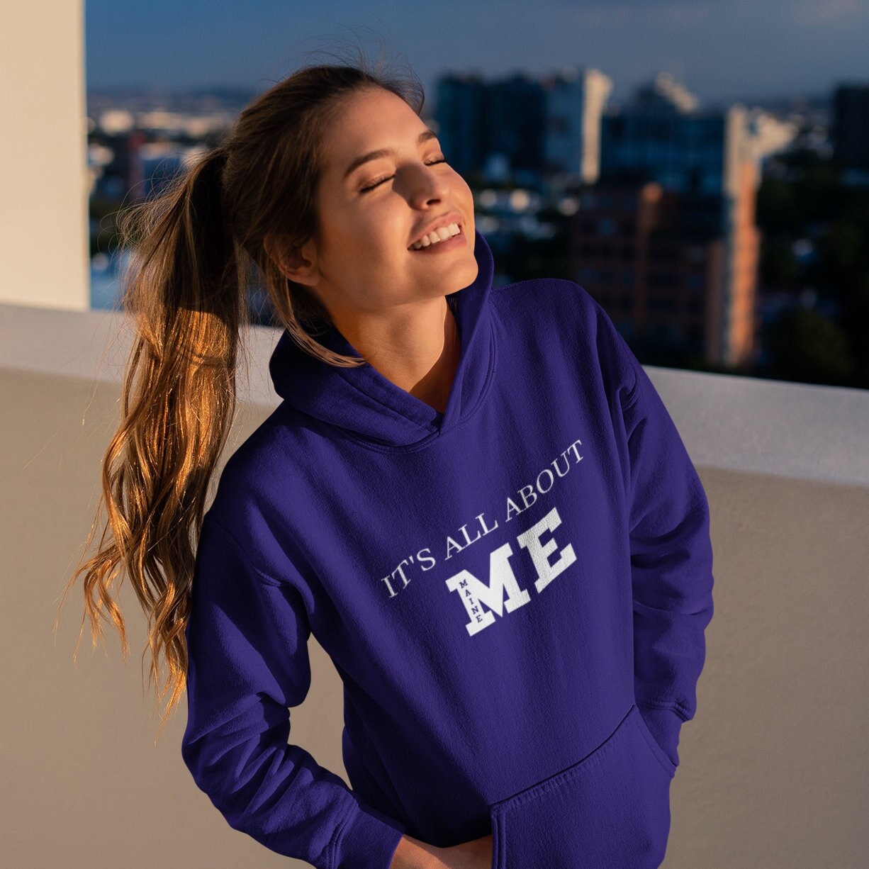It's All About ME (Maine) hooded sweatshirt - Team Navy Blue